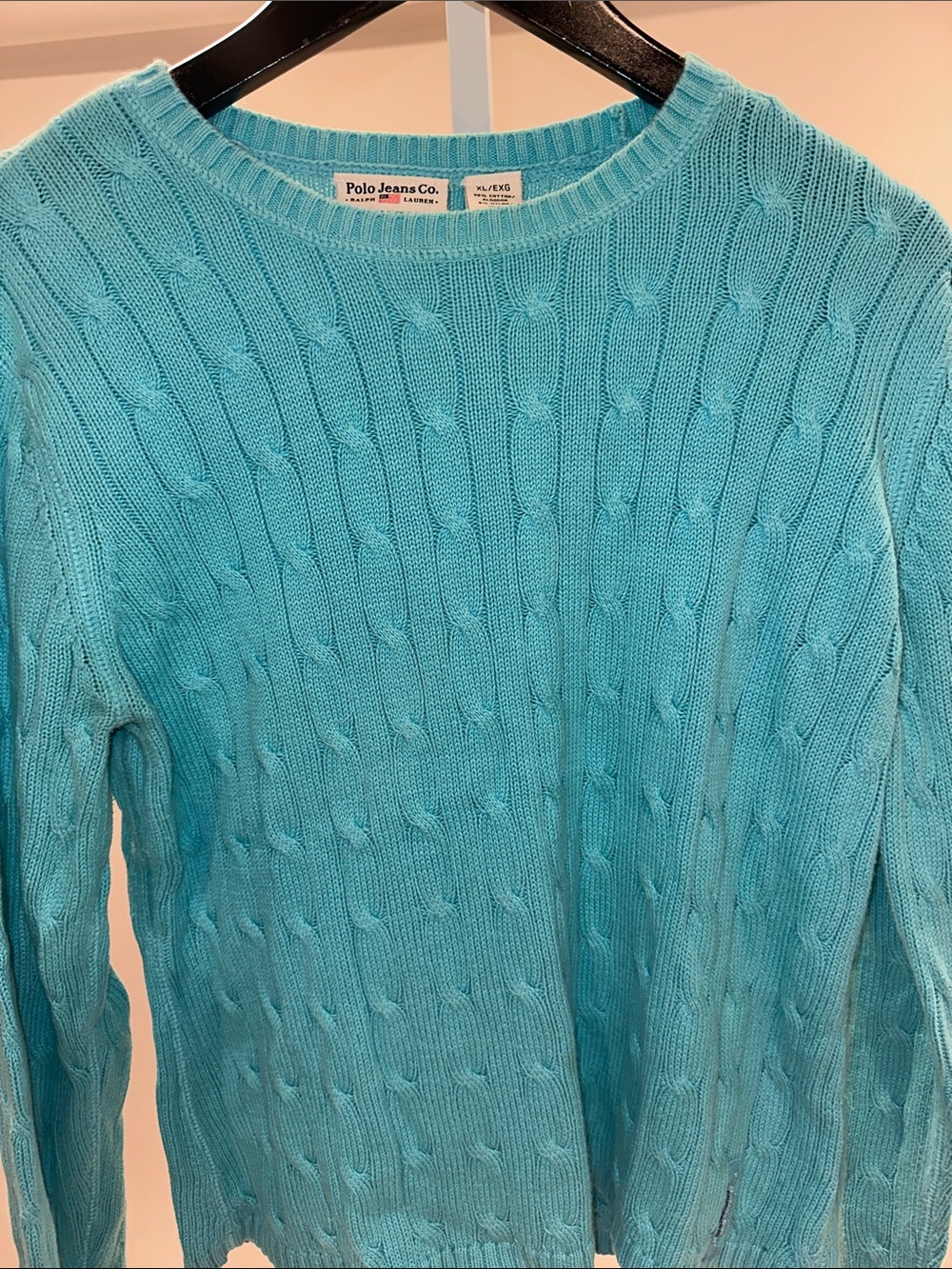 Polo Jeans Co. Ralph Lauren Cable Knit Crewneck Sweater Made in Japan